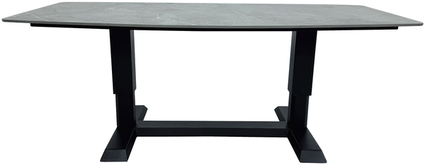 TERRANO Lifttisch 90x180, Bootsform Platte: Sintered Stone Beton-Optik, Gestell: Aluminium anthrazit