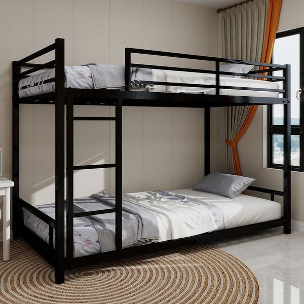 ANYSUN Etagenbett Etagenbett 2 Kinder, Belastbarkeit 200 KG! Metallbett, Stockbett, Kinderbett mit Leiter