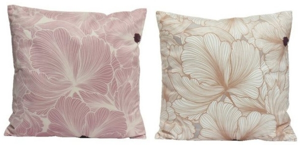 Decoris season decorations Dekokissen, Dekokissen mit Füllung Blumen Muster 45x45cm rosa / beige 2er Set Bild 2