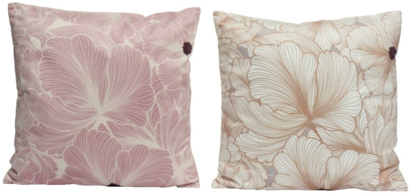 Decoris season decorations Dekokissen, Dekokissen mit Füllung Blumen Muster 45x45cm rosa / beige 2er Set Bild 1