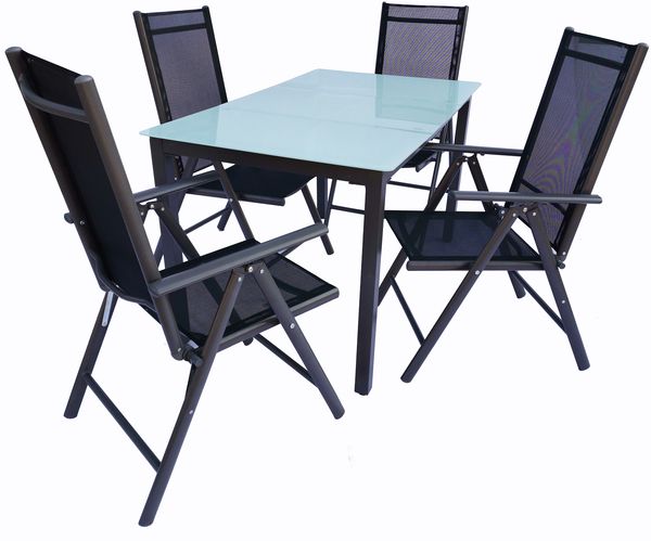 VCM Gartenmöbel-Set Miami 915314 Anthrazit H. 76 x B. 140 x T. 80 cm