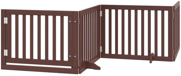 vidaXL 4-tlg. Hundetor mit Tür Faltbar Braun 320 cm Pappelholz 352265 Bild 2