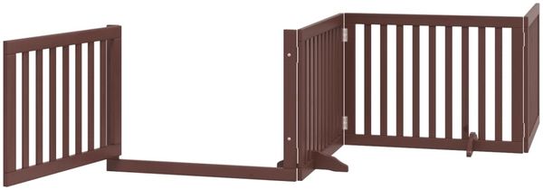 vidaXL 4-tlg. Hundetor mit Tür Faltbar Braun 320 cm Pappelholz 352265 Bild 4