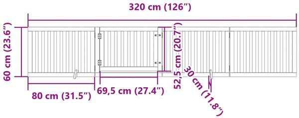 vidaXL 4-tlg. Hundetor mit Tür Faltbar Braun 320 cm Pappelholz 352265 Bild 11