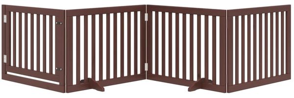 vidaXL 4-tlg. Hundetor mit Tür Faltbar Braun 320 cm Pappelholz 352265 Bild 3