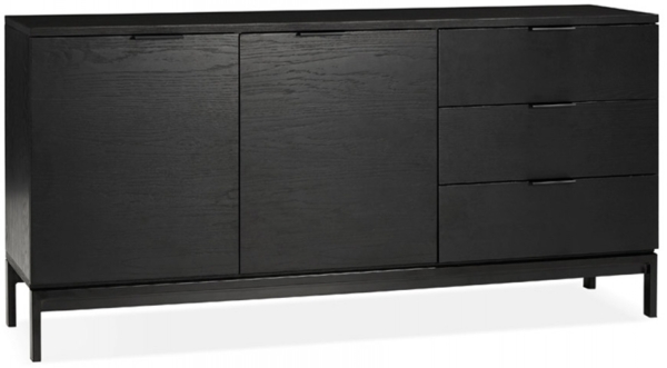 Designer-Sideboard HIPPIE | Designer-Sideboard aus schwarzem Holz und eleganten schwarzen Metallelementen mit Schränken und Kadima Design