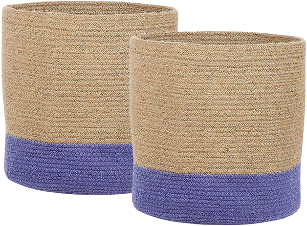Textilkorb Jute beige lila 2er Set BULANIK