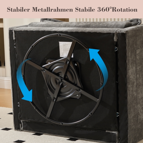 LVHOM Drehsessel Dreh-Loungesessel 360°, XXL Sitzbreite, Seitentasche, 150kg Tragkraft, 92x74x67cm Bild 5