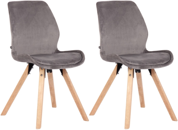 CLP 2er Set Stuhl Luna Kunststoff Stoff Samt Kunstleder,grau Samt