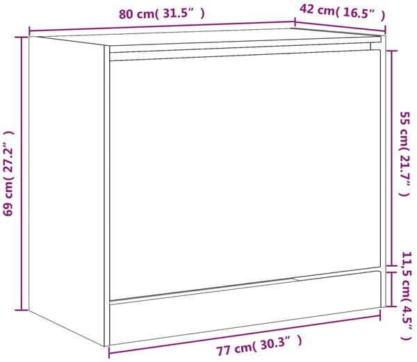 vidaXL Schuhschrank Sonoma-Eiche 80x42x69 cm Holzwerkstoff 840003 Bild 9