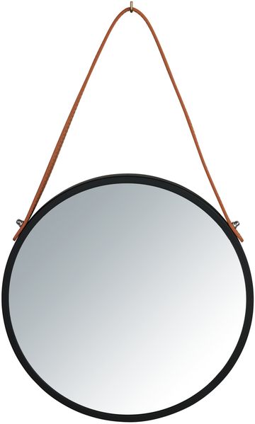 WENKO BORRONE Badspiegel Ø 30 cm, Schwarz/Braun