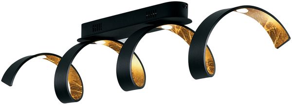 Ausgefallene LED Deckenlleuchte HELIX Schwarz / Gold, Breite 80cm Bild 2