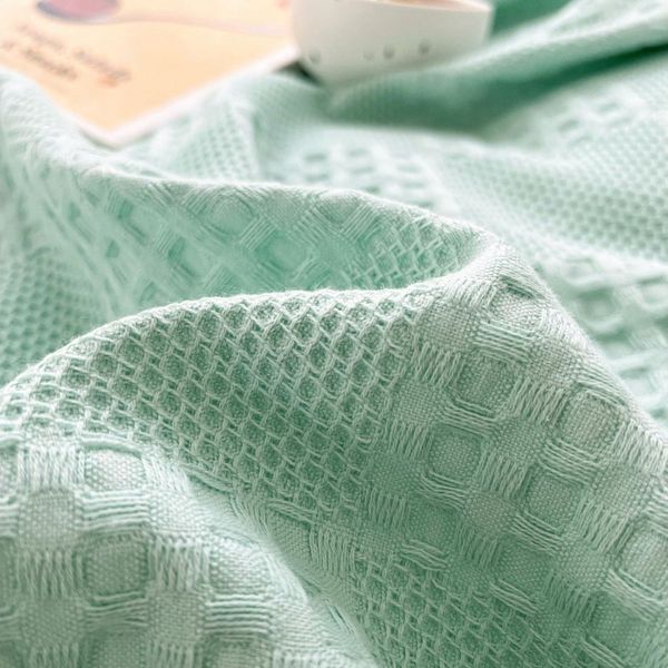 Wohndecke Baumwolle Waffelpique Kuscheldecke,Weiche und Atmungsaktive Tagesdecke, TUWENA