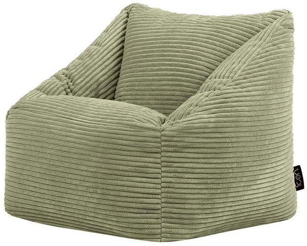 Icon Natalia Sitzsack Kinder, Salbeigrün, Flauschiger Cord Stoff, Sitzsack Cord mit Füllung, Bequemer Kinder Sessel, Kuschelsessel, Lese Sessel, Schlafzimmer, Kinderzimmer, Spielzimmer
