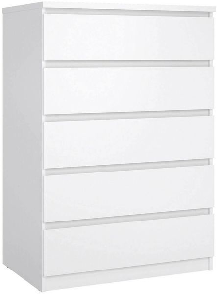 Dmora Kommode Ansel, Mehrzweckkommode, Schlafzimmerkommode, Schrank mit Schubladen, 77x50 h111 cm, Glänzendes Weiß