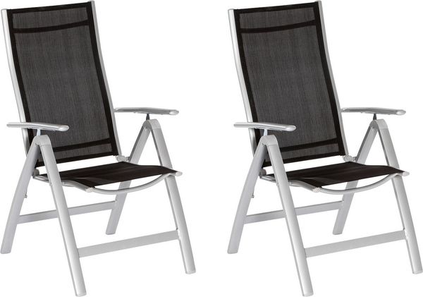 Carrara Gartensessel, klappbar, silber/schwarz, 2er Set