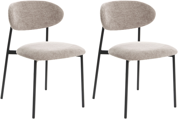 Esszimmerstuhl 2er Set COWLEY Chenillegewebe Taupe