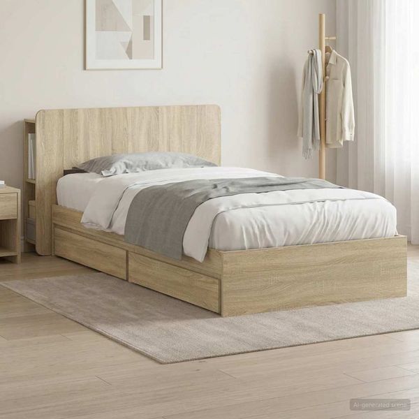 vidaXL Bettgestell mit Stauraum Sonoma-Eiche 90x190 cm Holzwerkstoff 3433543