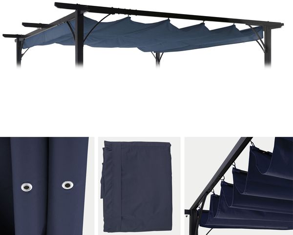 Ersatzbezug 320x250cm für Dach Pergola Pavillon HWC-C42 3x3m ~ blau