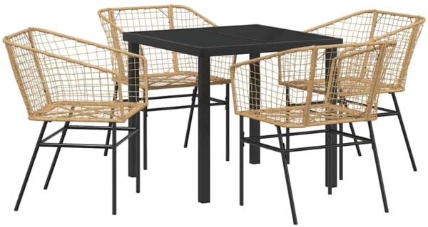 vidaXL Garten Essgruppe 5 pcs Braun Poly-Rattan 3380898