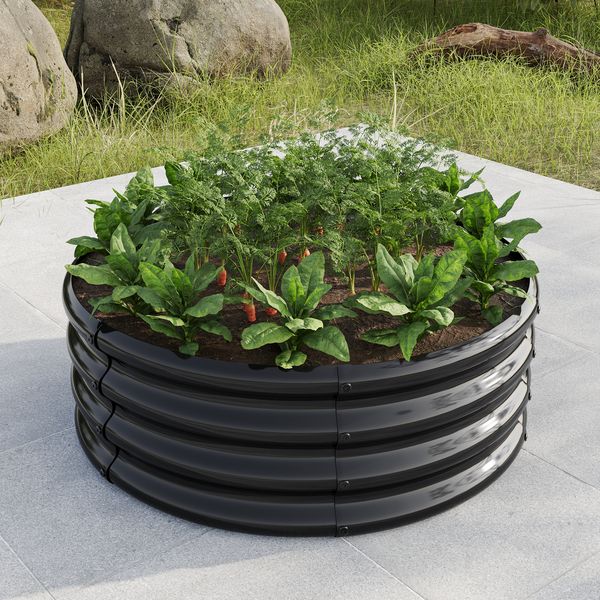 Flieks Blumenkasten rund & verzinkt, Pflanzkasten Ø 80 x 30cm, Schwarz