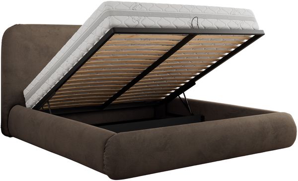 Bett mit Stauraum Polsterbett BENEA CLASSIC, Doppelbett mit Lattenrost Gepolstertes Kopfteil Gasdruckfeder Schlafzimmerbett - 200 x 200 cm - Braun Velvet Bild 6