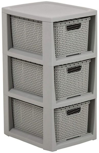 BranQ Regal 1725, Rattanregal mit 3 Körben 3x7L