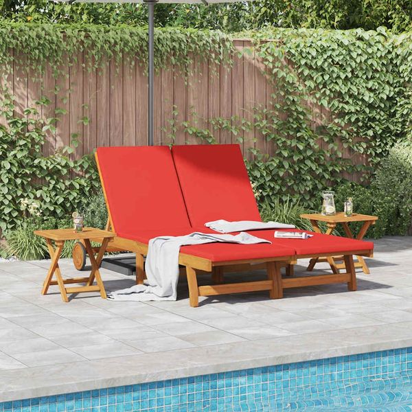 vidaXL Sonnenliege mit Kissen Rot Massivholz Akazie 3407703