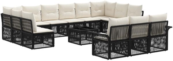 vidaXL Gartensofa-set 14 pcs Schwarz Poly-Rattan 3434983