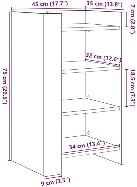vidaXL Sideboard Grau Sonoma 45x35x75 cm Holzwerkstoff 848386 Bild 10