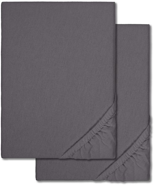 Spannbettlaken Winterflausch anthrazit 180 x 190 - 200 x 200 cm, 68% Baumwolle, 32% Polyester Doppelpack