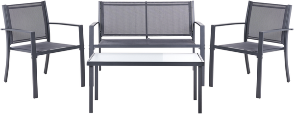 Lounge Set mit Tisch 4-Sitzer TAVOLETO Metall Dunkelgrau