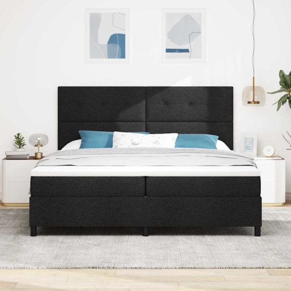 vidaXL Boxspringbett mit Matratze Schwarz 200 x 200 cm Stoff 3342895 Bild 3