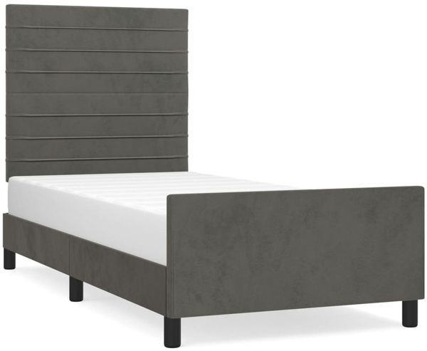 Einzelbettgestell Design für Erwachsene ohne Matratze Dunkelgrau 90x200 cm Samt d4709e