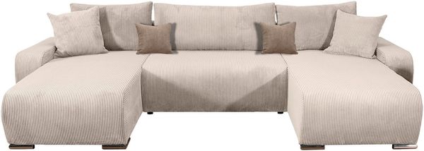 COLLECTION AB Wohnlandschaft Paola U-Form, B: 314 cm, Bettfunktion, Bettkasten & 4 Zierkissen, Federkern