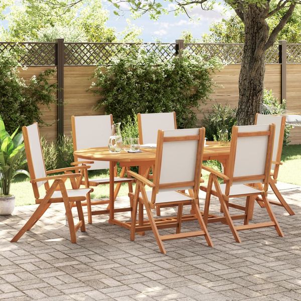 vidaXL 7-tlg. Garten-Essgruppe Massivholz Akazie und Textilene 3279287