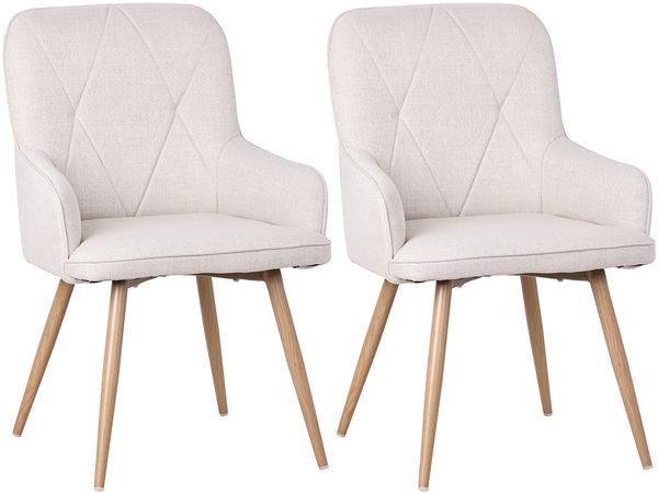 HOMAVO 2er Set 'YZ3' Esszimmerstuhl mit Armlehnen, Stoff ota, 57 x 62 x 87 cm