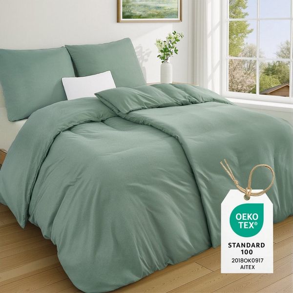 Topfinel Bettwäsche 135x200 4 teilig Leicht flanell mit reißverschluss kühlend bügelfrei, 90g/m² Flanell und Mikrofaser, 4 teilig, bettwäsche 155x220 sale einfarbig frühling sommer herbst winter