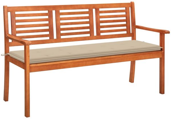 vidaXL 3-Sitzer-Gartenbank mit Auflage 150 cm Massivholz Eukalyptus 3060999