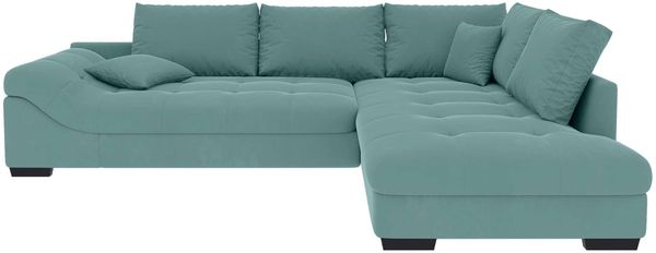 Couch Mykonos L Form in Samtstoff - Samtstoff - pastelltürkis - Rechts