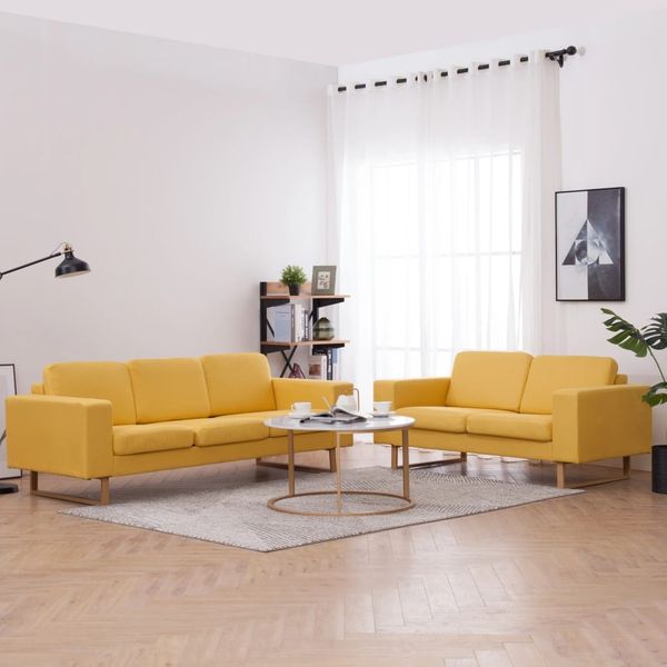 vidaXL 2-tlg. Sofagarnitur Stoff Gelb [276864]