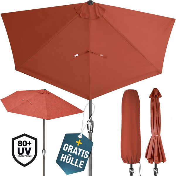 Kingsleeve Sonnenschirm, halbrund, wasserabweisend, UV-Schutz 50+, Stahl terracotta, 270 cm