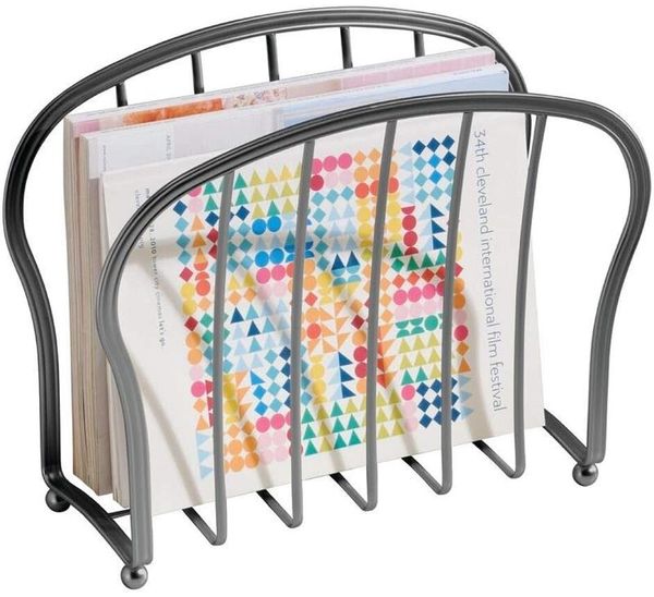 mDesign Zeitungshalter Zeitungskorb Zeitungsablage Organizer Metall Graphit