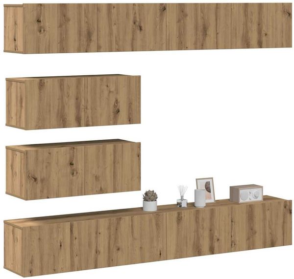 vidaXL 6-tlg. TV-Schrank-Set Wandmontage Artisan-Eiche Holzwerkstoff 3329150