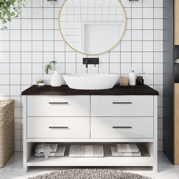 vidaXL Waschtischplatte Dunkelbraun 140x60x(2-4)cm Massivholz 3156247