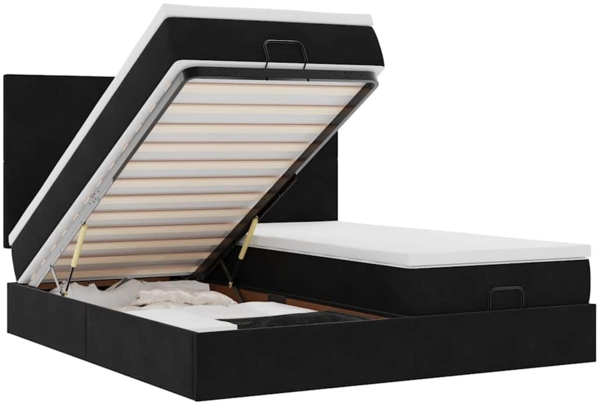 vidaXL Ottoman-Bett mit Matratzen & LEDs Schwarz 180x200 cm Samt 3314605