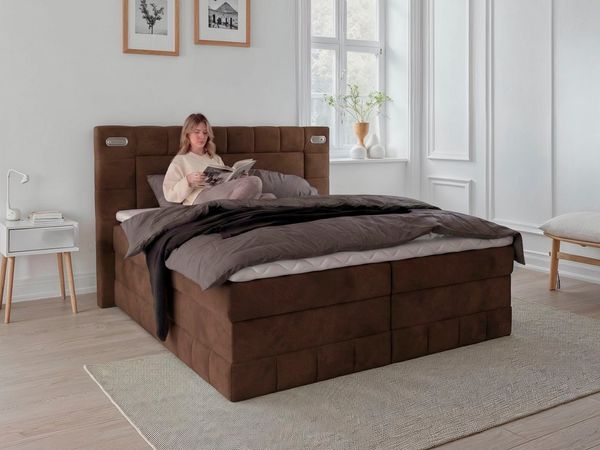 OTTO home Boxbett PHILLIPA inkl. Bettkasten, wahlweise mit LED-Leuchten, Breite: 180cm, inkl. Kaltschaum-Topper, in verschiedenen Farben erhältlich