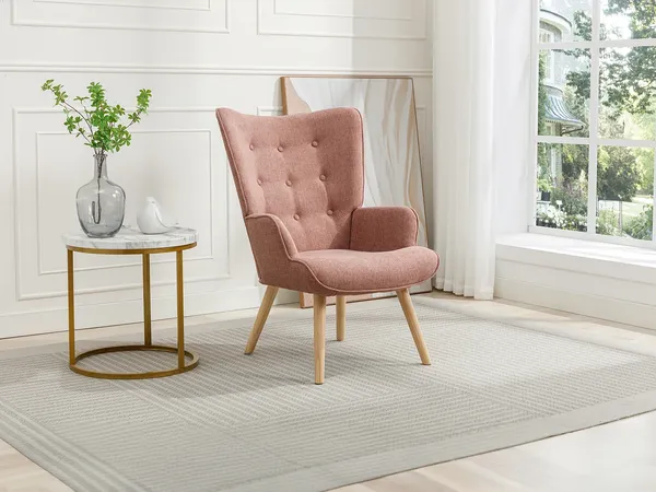 Vente-unique - VATELY Sessel Stoff Puderrosa - B 78 cm x H 95,5 cm x L 69 cm