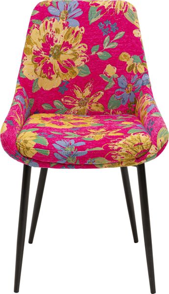 Kare Design Stuhl East Side Flower Fever, Pink, Blumenmotiv, Sitzhöhe 47cm, Esszimmerstuhl, Polsterstuhl, Stuhl ohne Armlehnen, Samtoptik