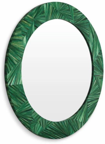Casa Padrino Luxus Spiegel Grün Ø 120 cm - Runder Wandspiegel - Luxus Qualität